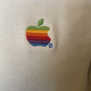 Vintage Apple Rainbow Pride polo shirt, Large. Crazy comfy combed cotton.